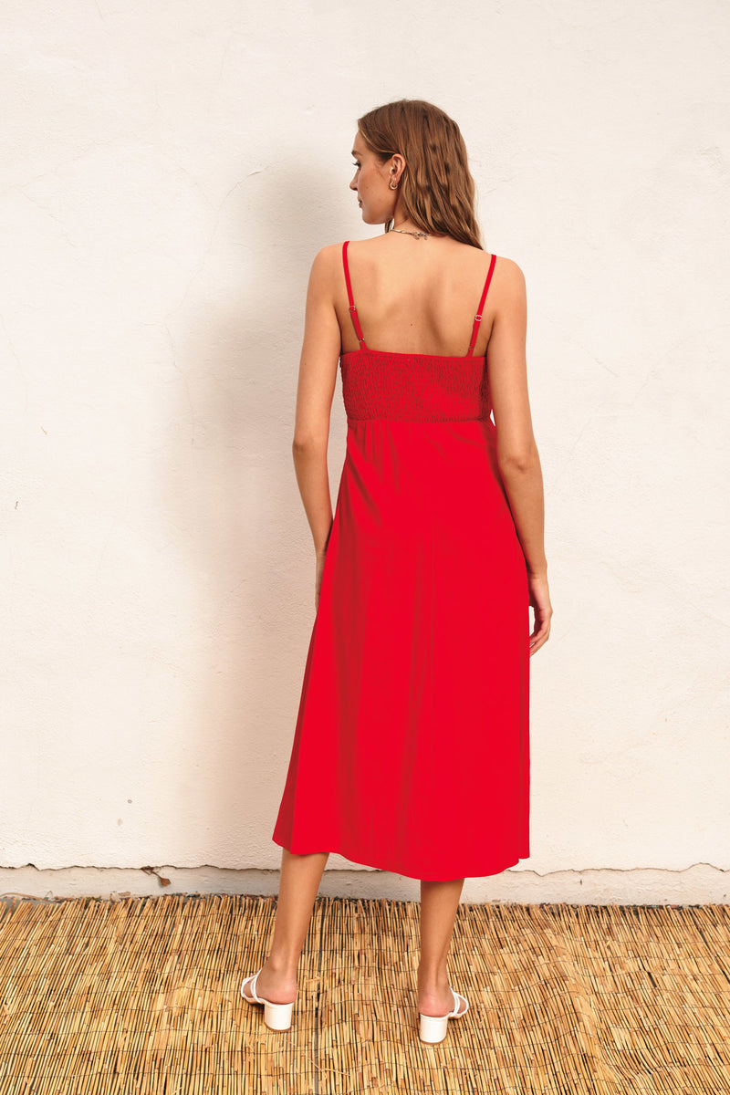 heaven sent button front dress | red rouge