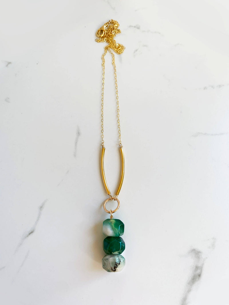 green agate long necklace