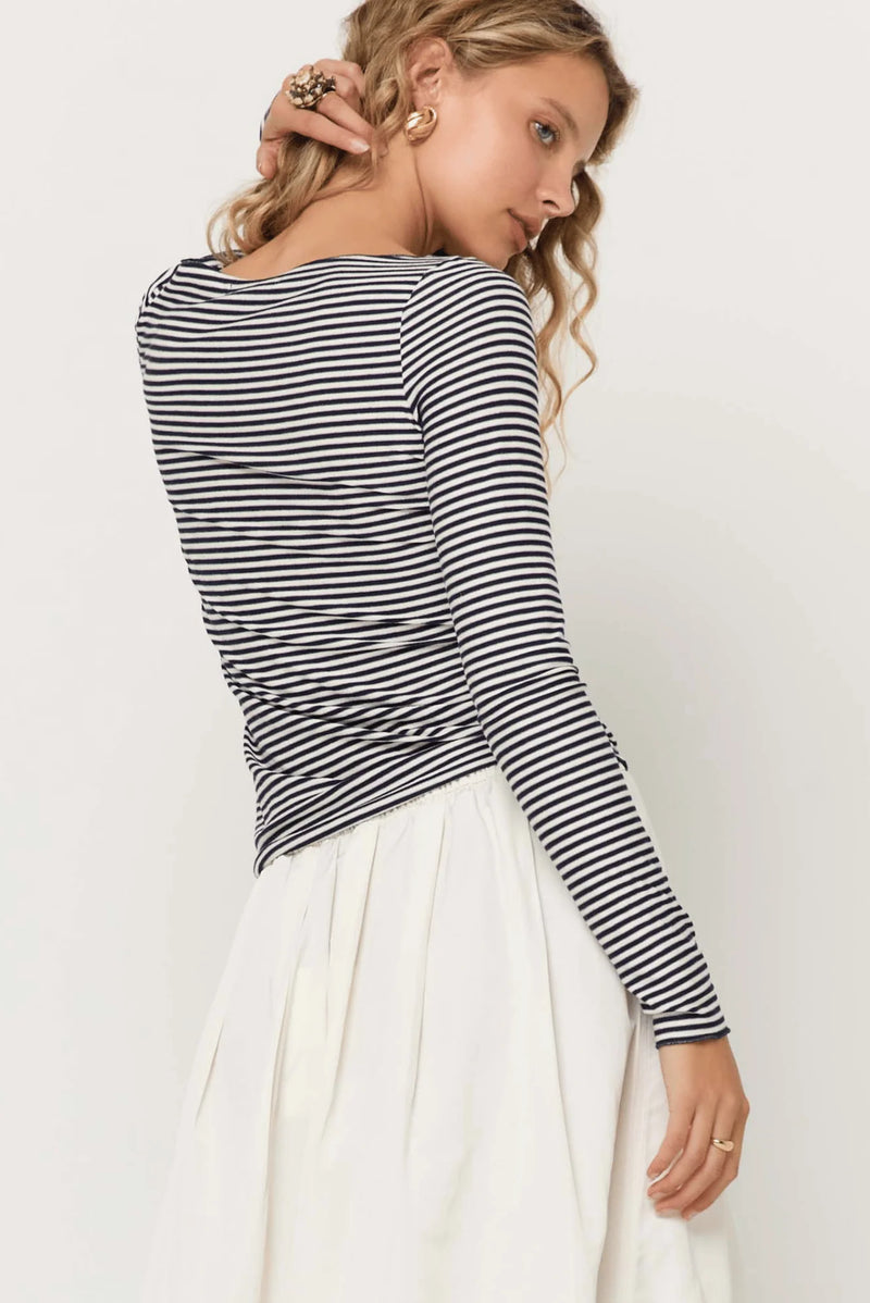 zinnia boatneck top | navy stripe