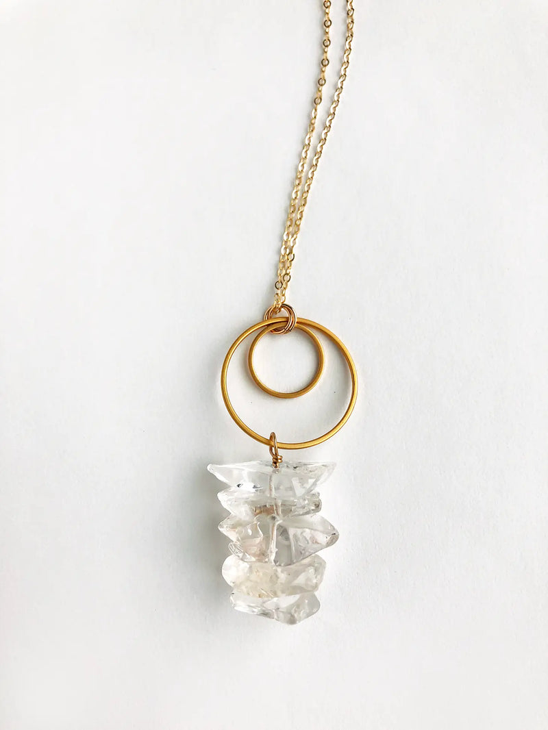 crystal chip long necklace