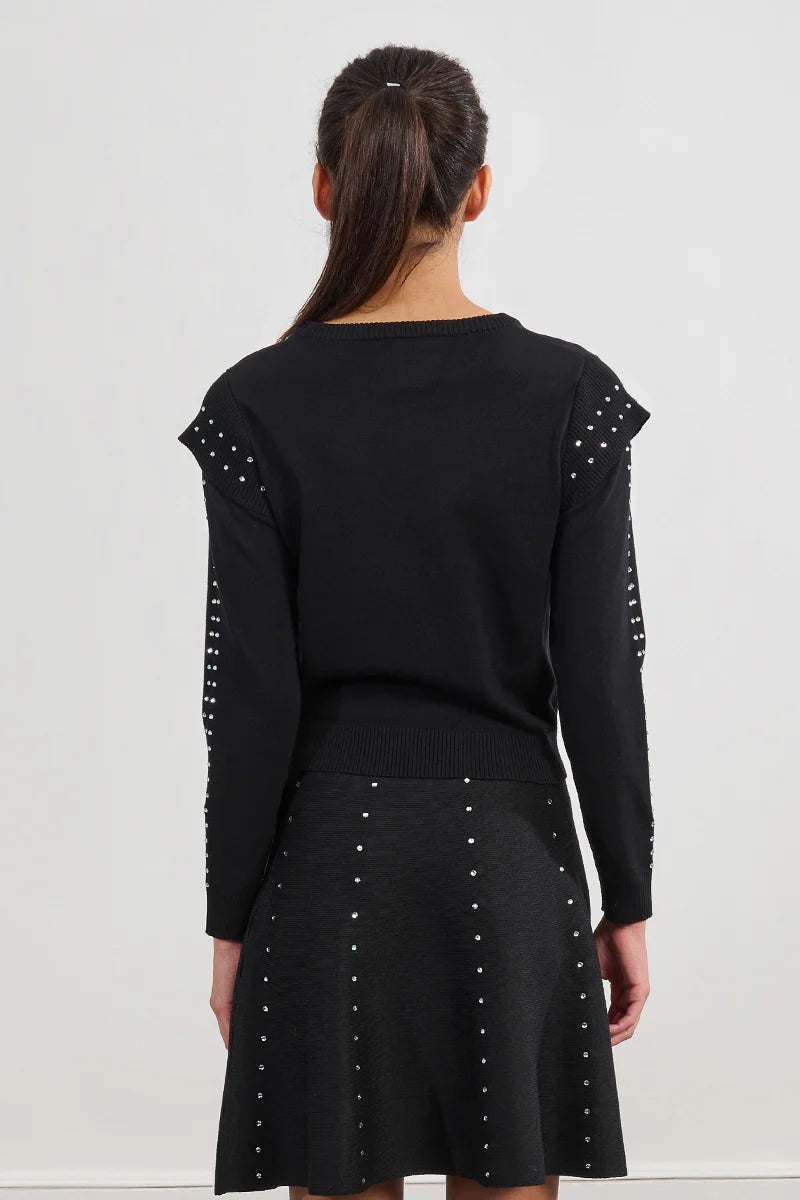 night sky rhinestone studded sweater | black
