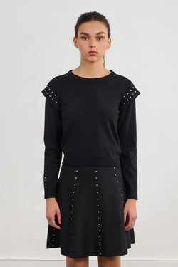 night sky rhinestone studded sweater | black