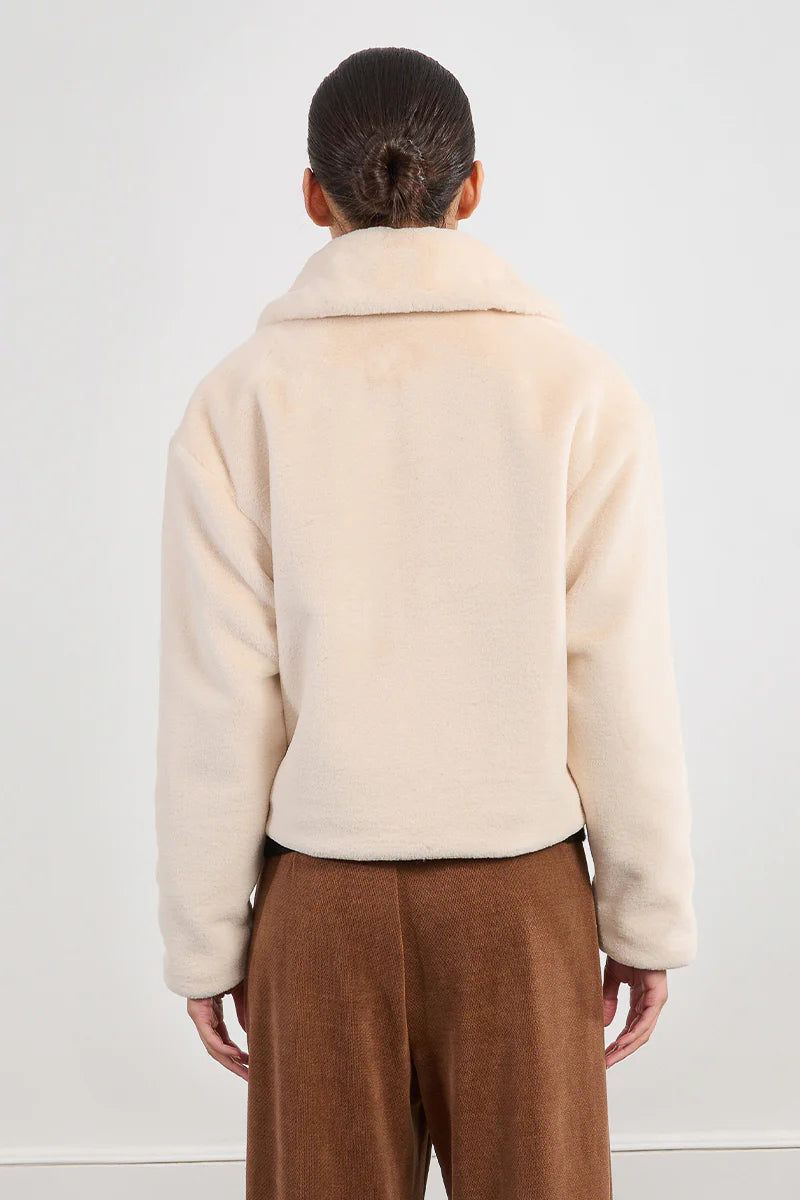 faux fur cropped jacket | winter white