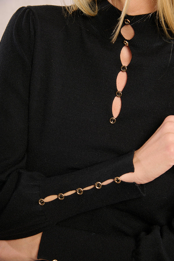 sweet escape cutout sweater | black