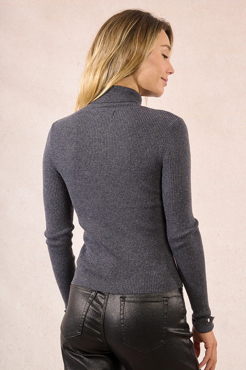 rhinestone cuff turtleneck | dark grey