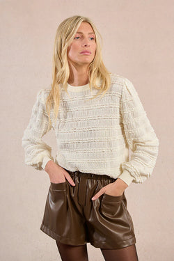 fancy ruffle sweater | off white