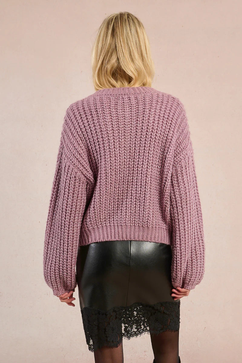 mauve chunky cardigan