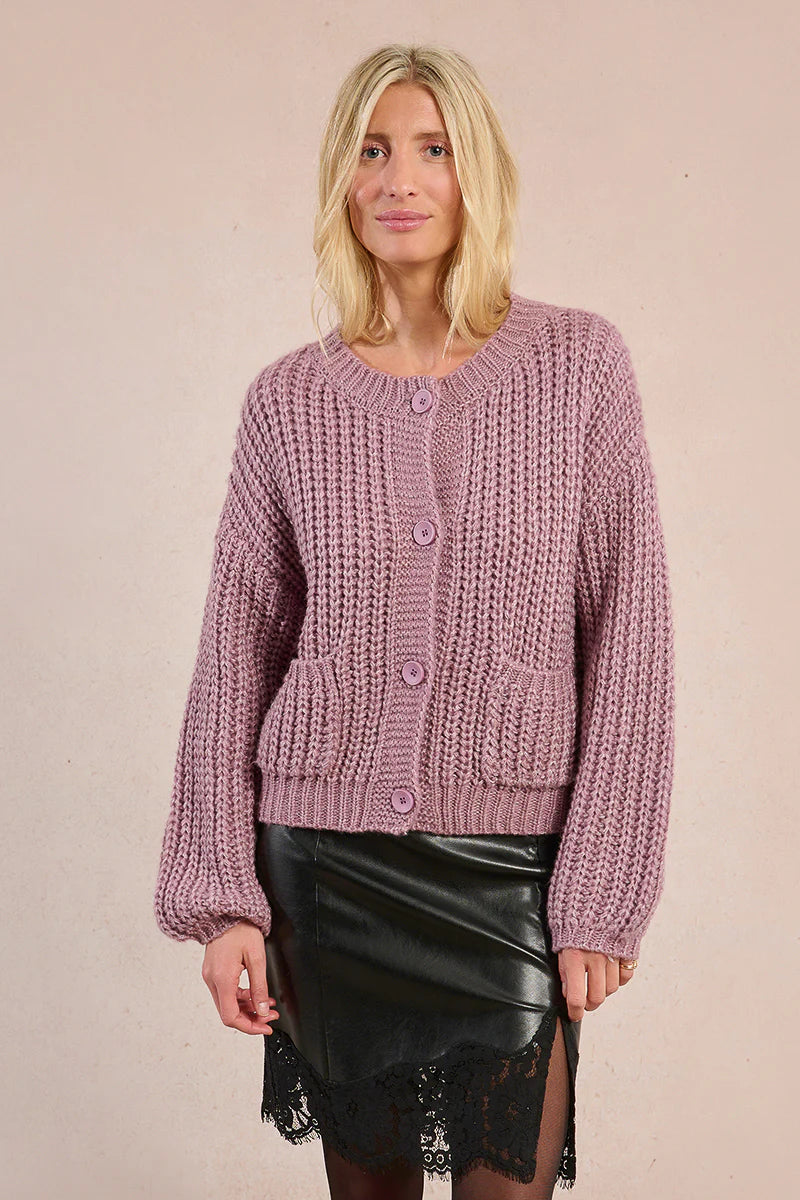 mauve chunky cardigan