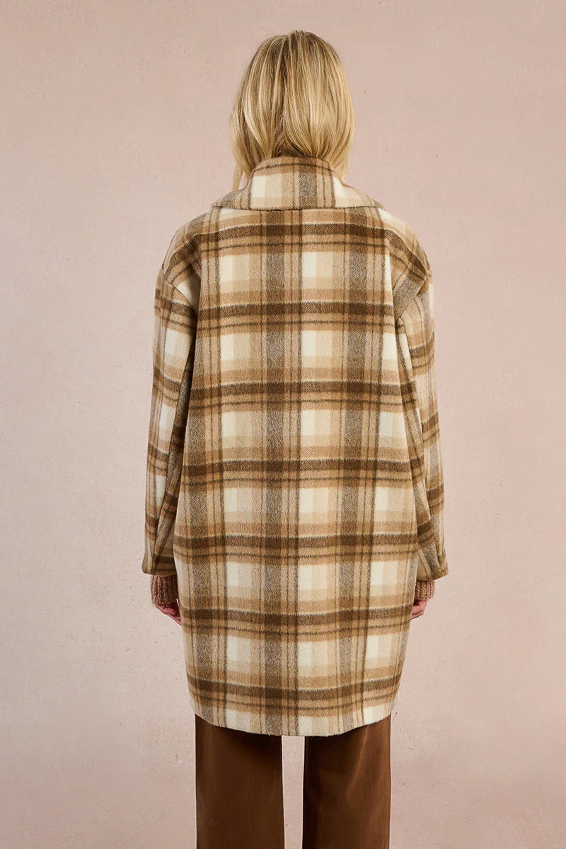 plaid woven coat | beige