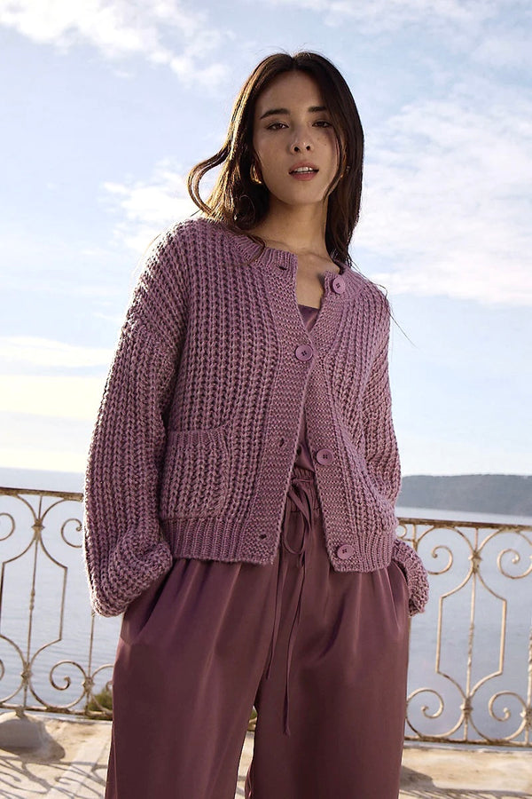mauve chunky cardigan