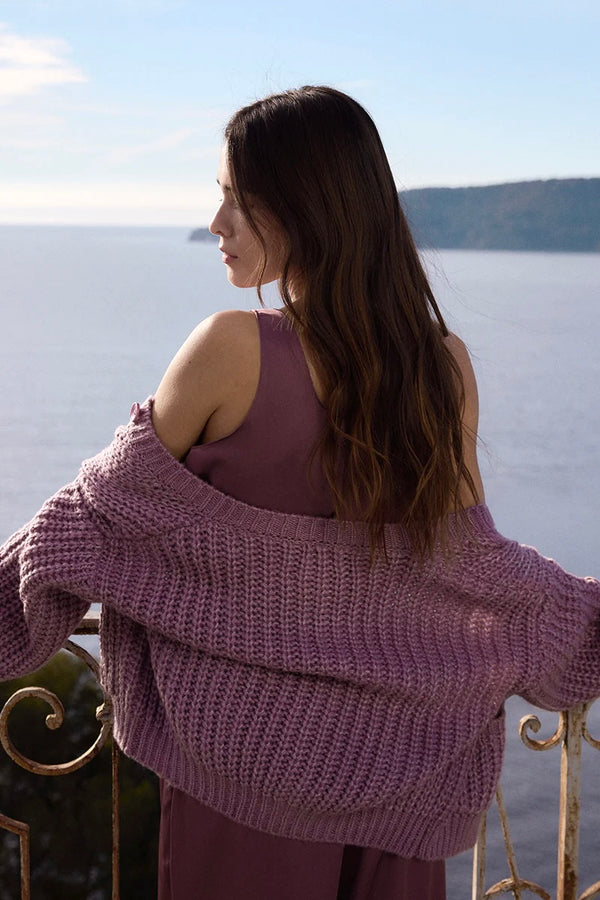 mauve chunky cardigan