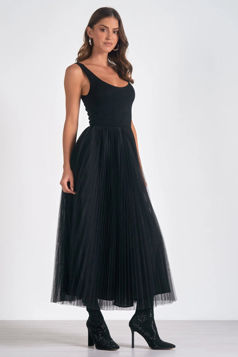 tulle maxi dress | black