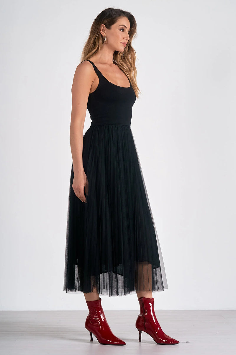 tulle maxi dress | black