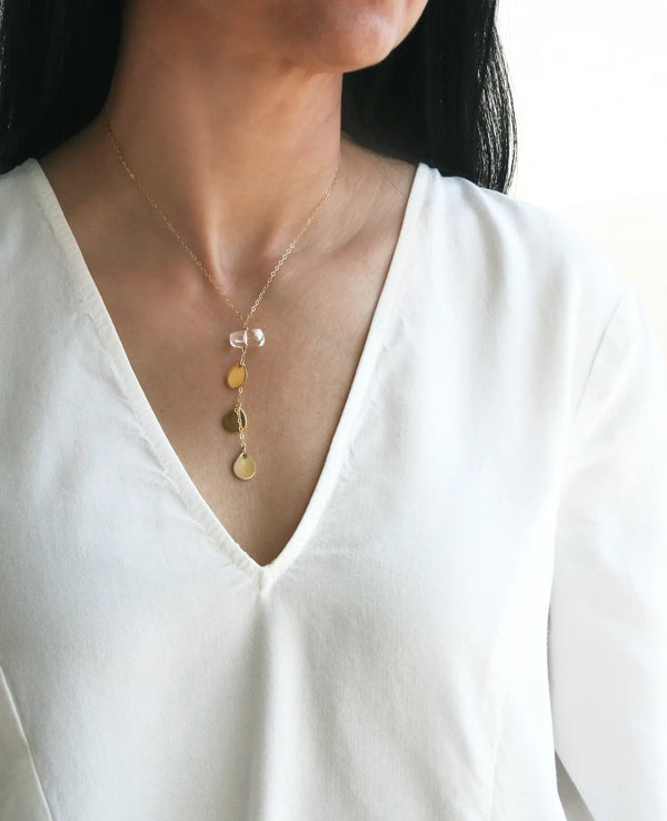 crystal petal lariat necklace