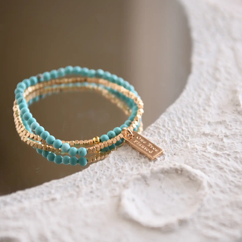serenity gemstone double wrap gold beaded bracelet | more