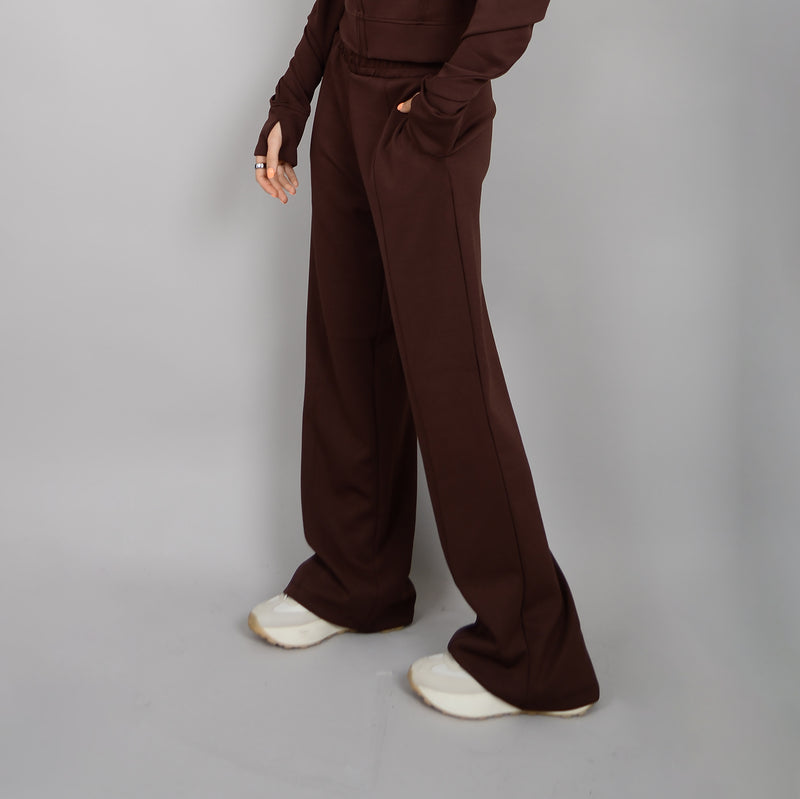 poline scuba knit pintuck pant | chocolate