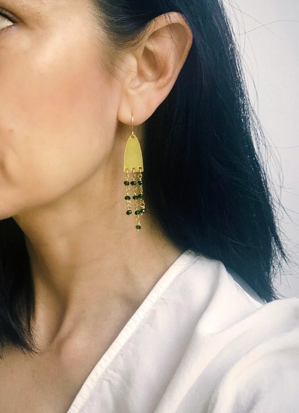 diopside fringe earrings