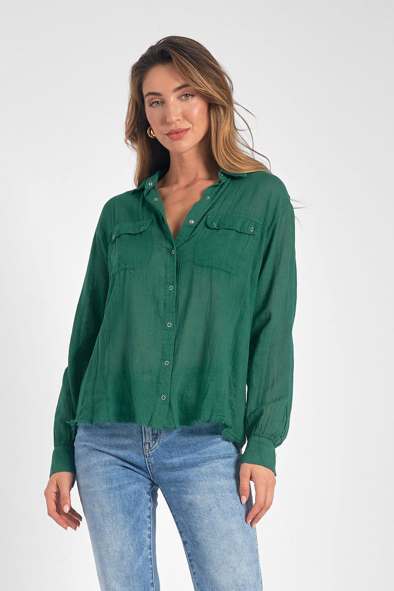 val snap front cotton shirt