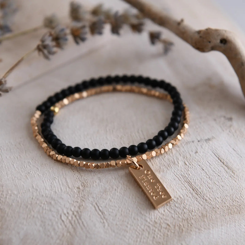 serenity gemstone double wrap gold beaded bracelet | more