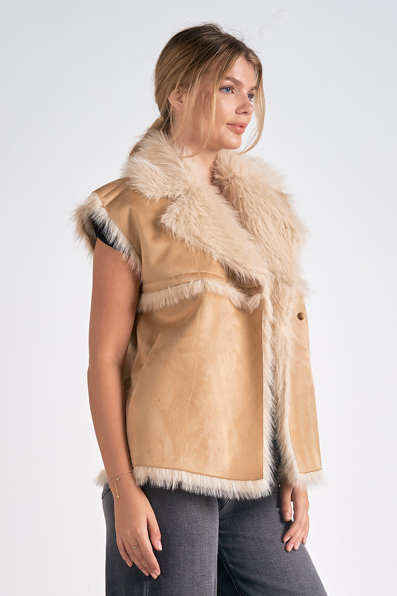 faux fur vest | tan