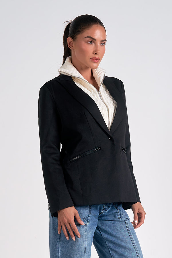 celiner sweater blazer | black