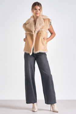 faux fur vest | tan