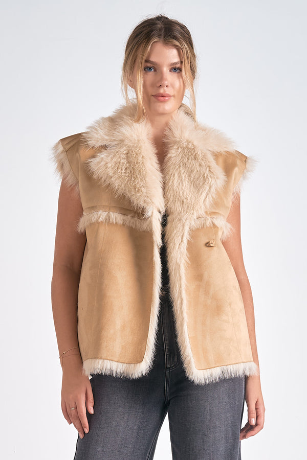 faux fur vest | tan