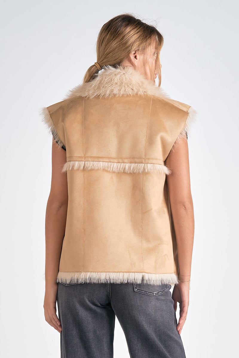 faux fur vest | tan