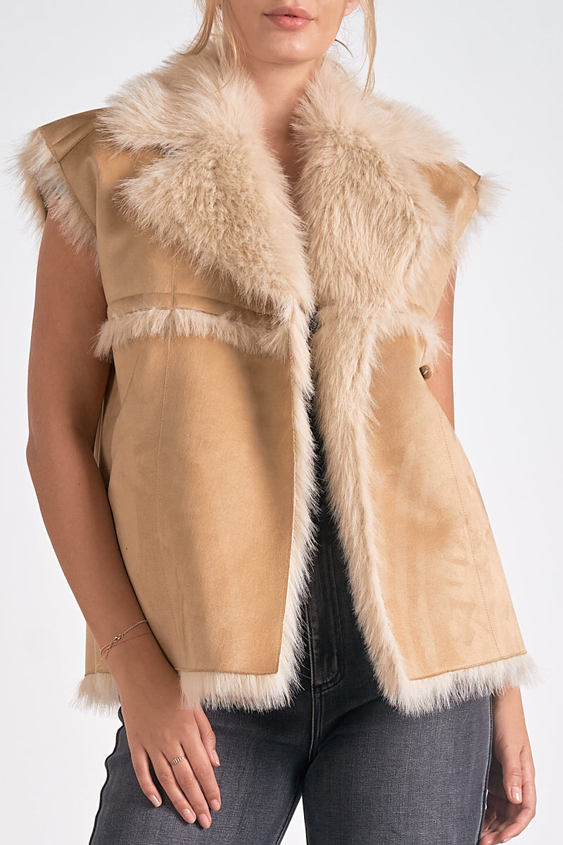 faux fur vest | tan