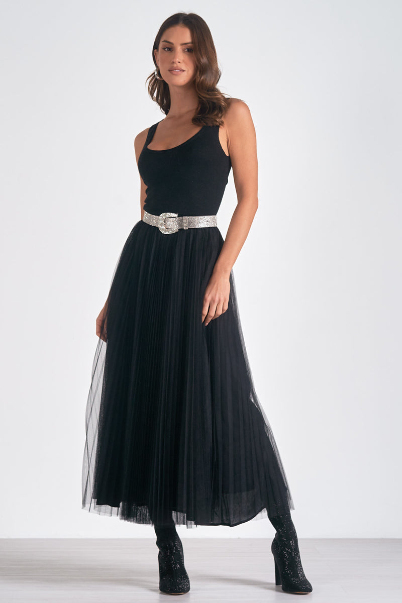 tulle maxi dress | black