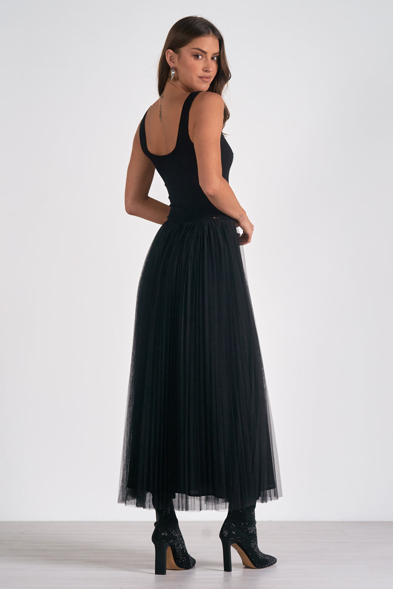 tulle maxi dress | black