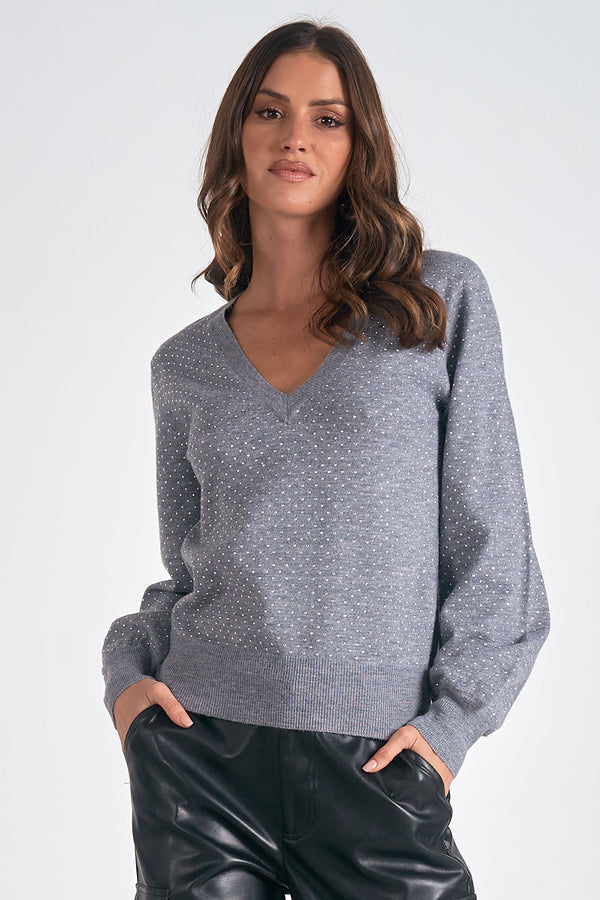 rhinestone sweater | grey