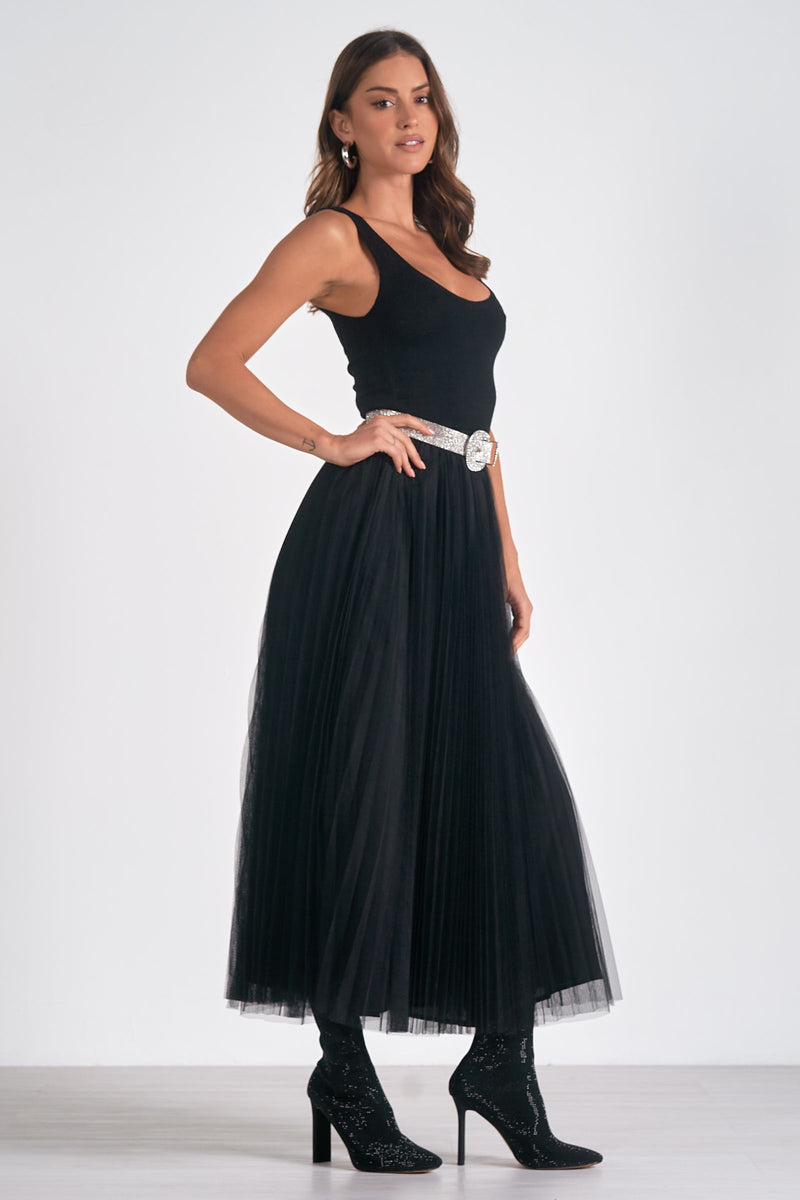 tulle maxi dress | black