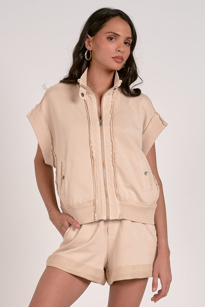 トップス Balmain no sleeves zip up foodie vest ainsley zip up vest | sand – allure boutique