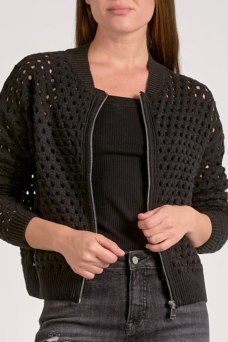 aster zip up sweater jacket | black