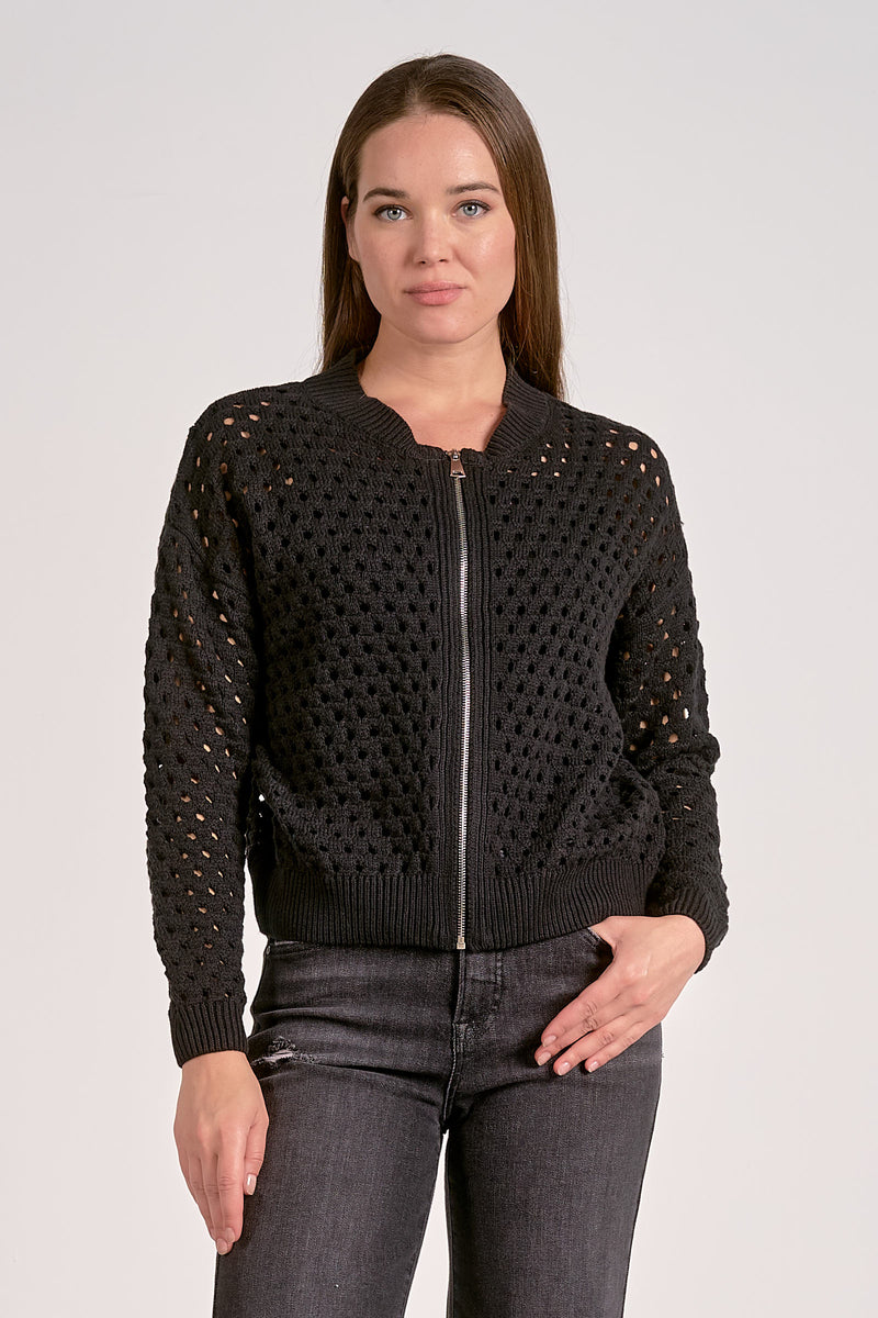 aster zip up sweater jacket | black