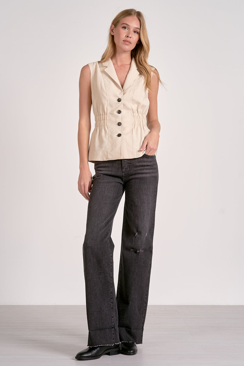 cinched waist vest | natural