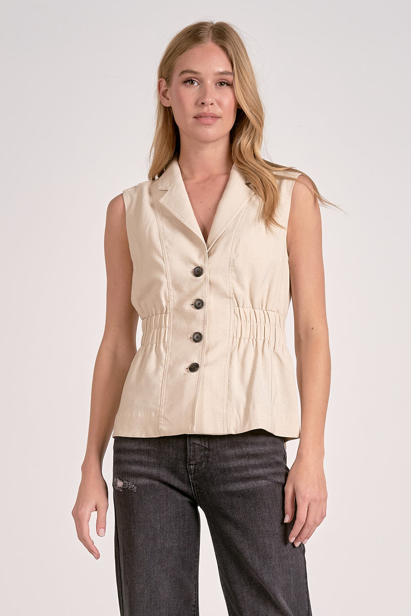 cinched waist vest | natural