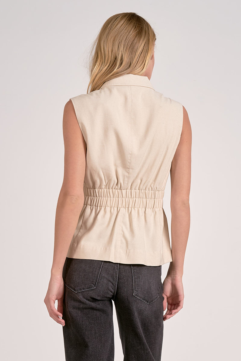cinched waist vest | natural