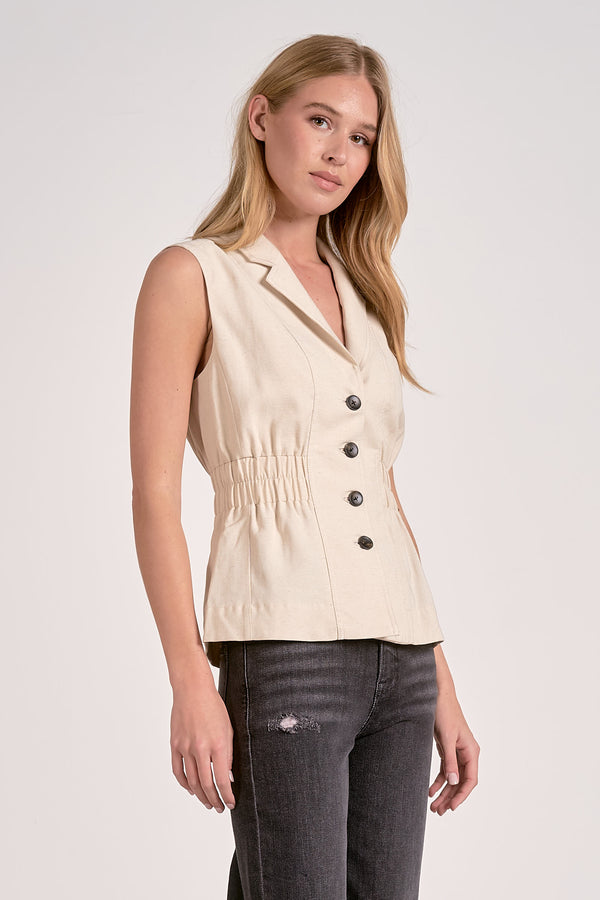 cinched waist vest | natural
