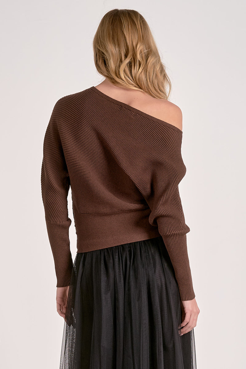 off shoulder sweater | chocolate