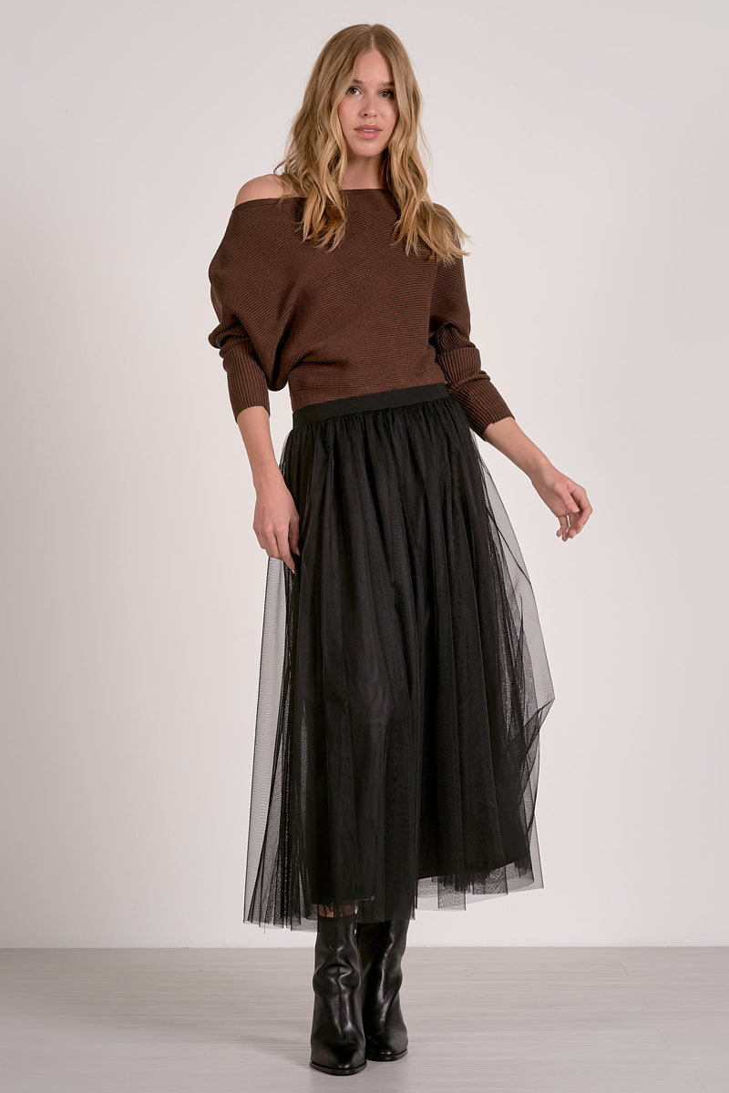 off shoulder sweater | chocolate
