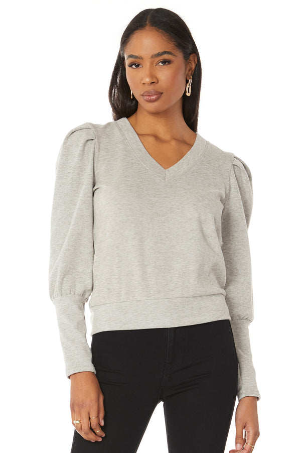 puff sleeve sweatshirt | tan