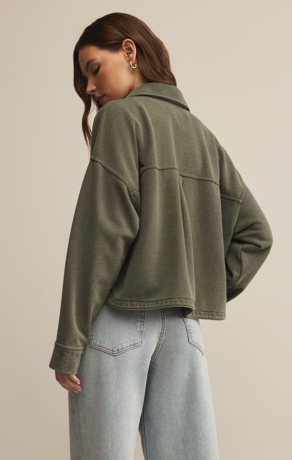 all day short knit jacket | hunter green