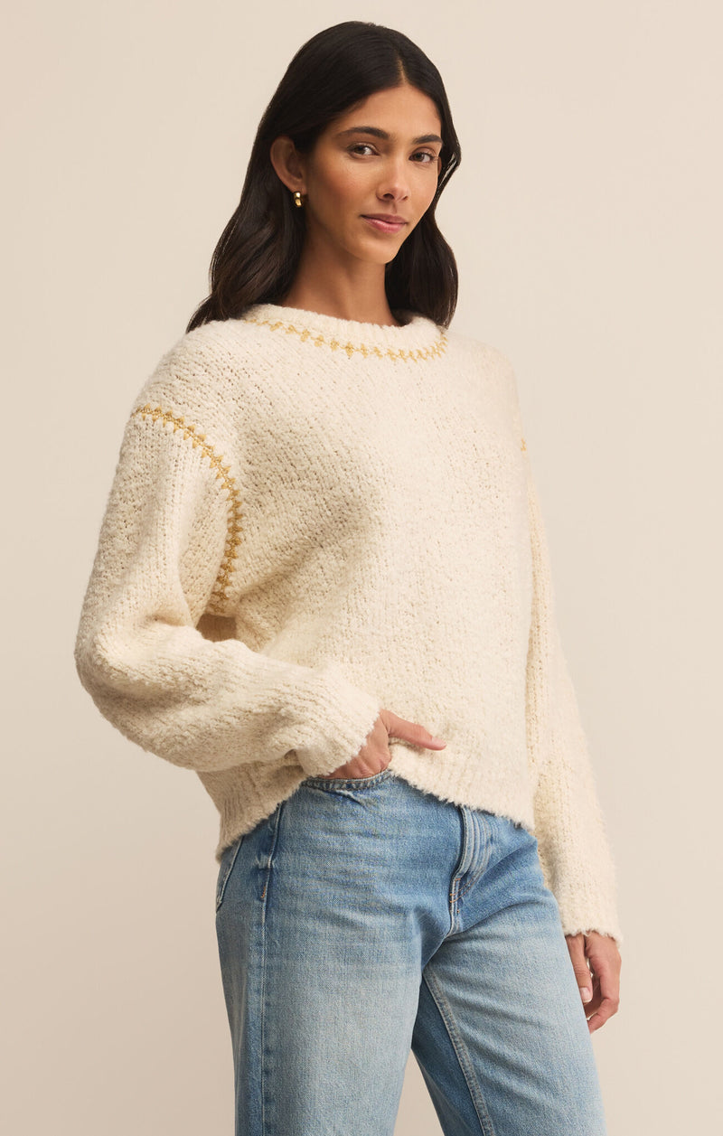 romnie contrast stitch sweater | crystal