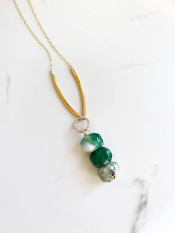 green agate long necklace