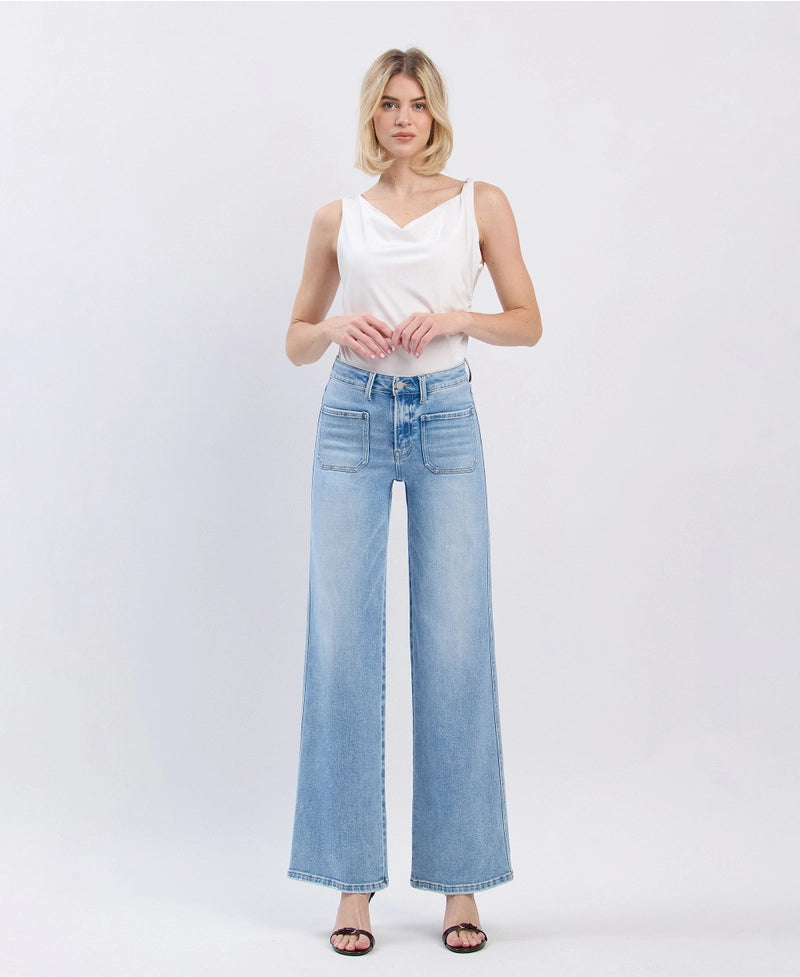 apus front patch pocket jeans | wide leg