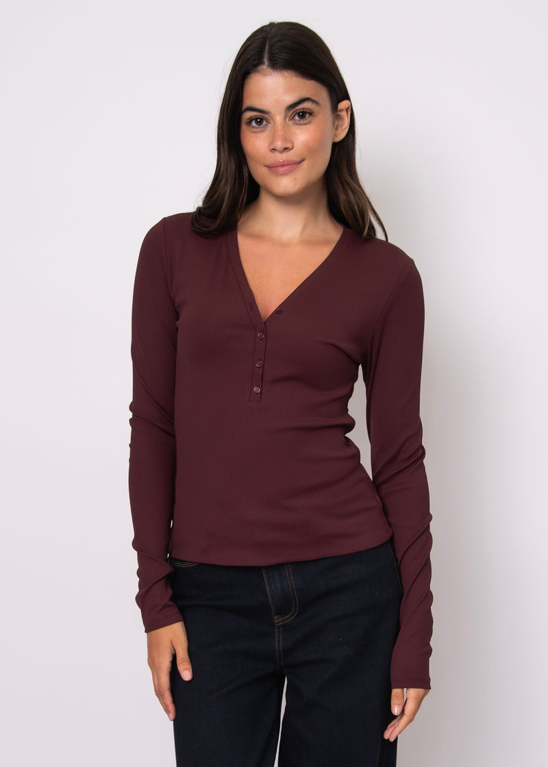 helane rib henley | prune