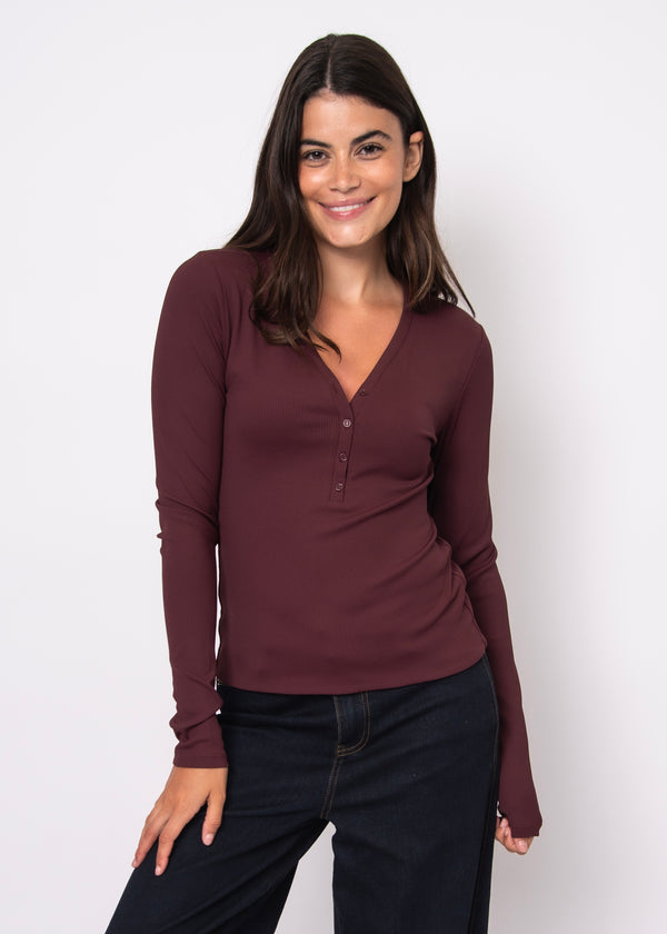 helane rib henley | prune