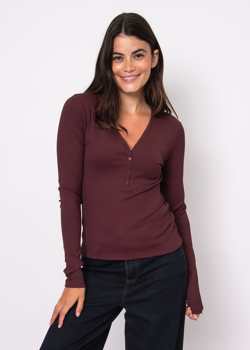 helane rib henley | prune